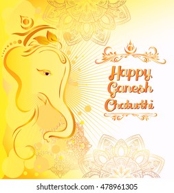 illustration of Lord Ganesha in paint style with text Ganpati Bappa Morya (Oh Ganpati My Lord)