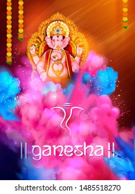illustration of Lord Ganesha religious background for Ganesh Chaturthi festival of India