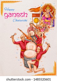 illustration of Lord Ganesha religious background for Ganesh Chaturthi festival of India