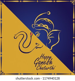 illustration of Lord Ganesha in Vector style with message Happy Ganesh Chaturthi.