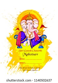 illustration of Lord Ganpati background for Ganesh Chaturthi with message Shri Ganeshaye Namah 