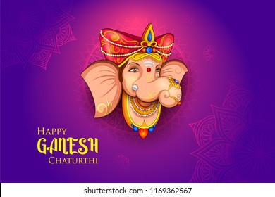 Illustration Of Lord Ganpati Background For Ganesh Chaturthi Festival Of India