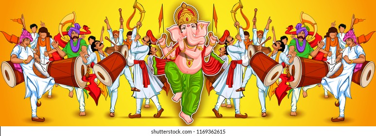 illustration of Lord Ganpati background for Ganesh Chaturthi festival of India