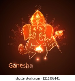 illustration of Lord Ganpati background for Ganesh Chaturthi with message Shri Ganeshaye Namah Prayer to Lord Ganesha