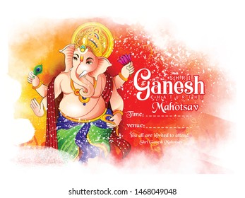 illustration of Lord Ganpati background for Ganesh Chaturthi  hindi with message 