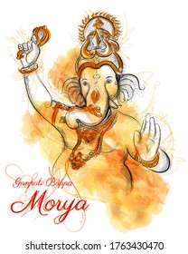 illustration of Lord Ganpati background for Ganesh Chaturthi festival of India with message meaning My Lord Ganesha in scribble style
