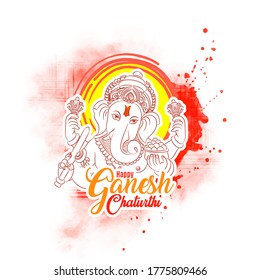illustration of Lord Ganpati background for Ganesh Chaturthi festival of India with hindi message Ganpati bappa morya 