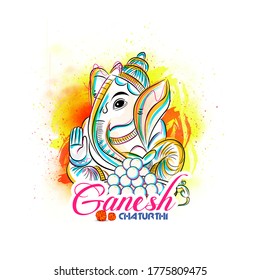 illustration of Lord Ganpati background for Ganesh Chaturthi festival of India with hindi message Ganpati bappa morya 
