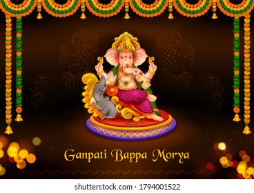 ilustración de los antecedentes de Lord Ganpati para el festival Ganesh Chaturthi de la India con un mensaje que significa Mi Señor Ganesha