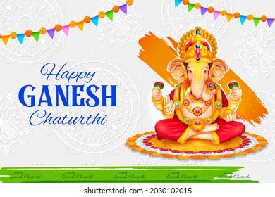 Illustration von Lord Ganpati Hintergrund für Ganesh Chaturthi Festival von Indien mit der Botschaft Mein Lord Ganesha