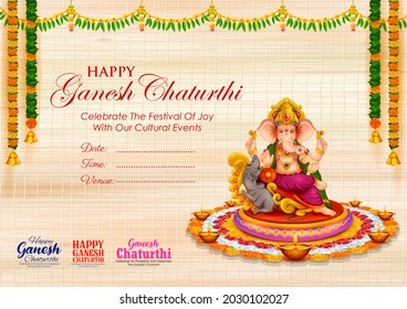 illustration of Lord Ganpati background for Ganesh Chaturthi festival of India with message meaning My Lord Ganesha