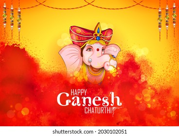 illustration of Lord Ganpati background for Ganesh Chaturthi festival of India with message meaning My Lord Ganesha