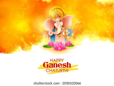 illustration of Lord Ganpati background for Ganesh Chaturthi festival of India with message meaning My Lord Ganesha