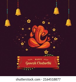 illustration of Lord Ganpati background for Ganesh Chaturthi festival of India vector banner poster greeting card