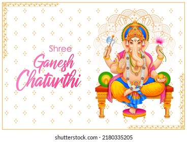 Illustration Of Lord Ganpati Background For Ganesh Chaturthi Festival Of India