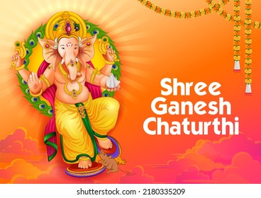 illustration of Lord Ganpati background for Ganesh Chaturthi festival of India