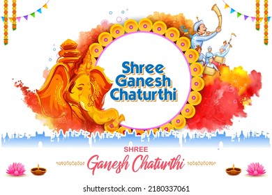 Illustration Of Lord Ganpati Background For Ganesh Chaturthi Festival Of India