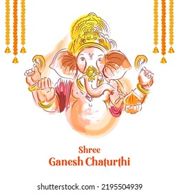 illustration of Lord Ganpati background for Ganesh Chaturthi festival of India