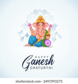 illustration of Lord Ganpati background for Ganesh Chaturthi festival of India