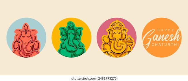 illustration of Lord Ganpati background for Ganesh Chaturthi festival of India