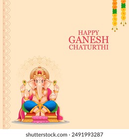 illustration of Lord Ganpati background for Ganesh Chaturthi festival of India