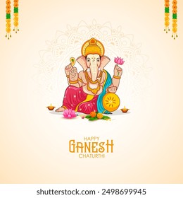 illustration of Lord Ganpati background for Ganesh Chaturthi festival of India