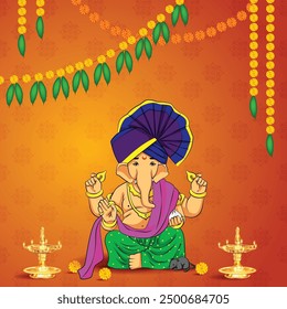 illustration of Lord Ganpati background for Ganesh Chaturthi