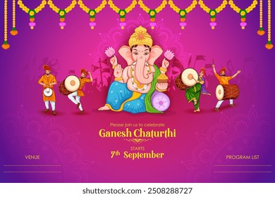 Illustration von Lord Ganpati Hintergrund für Ganesh Chaturthi religiösen Festival von Indien