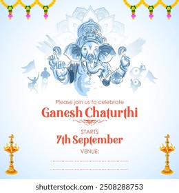 illustration of Lord Ganpati background for Ganesh Chaturthi religious festival of India