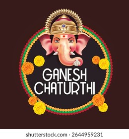 illustration of Lord Ganpati background for Ganesh Chaturthi festival of India