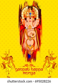 illustration of Lord Ganpati background for Ganesh Chaturthi festival of India with message meaning My Lord Ganesha