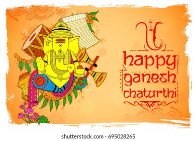 illustration of Lord Ganpati background for Ganesh Chaturthi festival of India