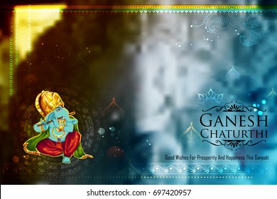 illustration of Lord Ganpati background for Ganesh Chaturthi with message Shri Ganeshaye Namah ( Prayer to Lord Ganesha)