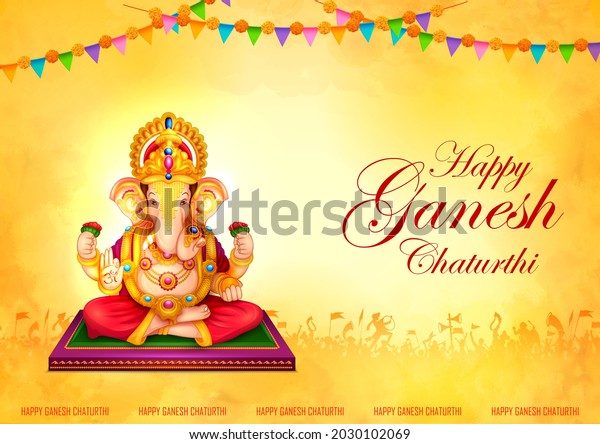Illustration Lord Ganpati Background Ganesh Chaturthi Stock Vector ...
