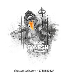 illustration of Lord Ganpati for Ganesh Chaturthi with message vakratunda mahakaya