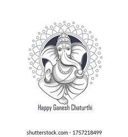 illustration of Lord Ganpati  for Ganesh Chaturthi festival of India