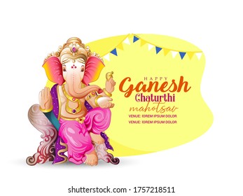illustration of Lord Ganpati  for Ganesh Chaturthi festival of India