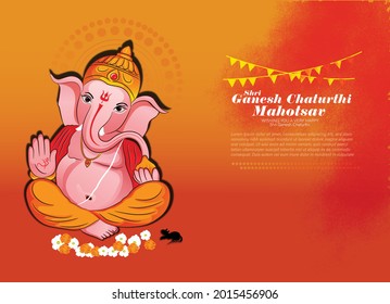 illustration of Lord Ganpati for Ganesh Chaturthi festival of India, Ganesh chaturthi for greeting,card, poster background.