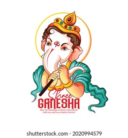 illustration of Lord Ganpati  for Ganesh Chaturthi, Festival of India Background