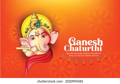 illustration of Lord Ganpati  for Ganesh Chaturthi, Festival of India Background