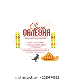 illustration of Lord Ganpati  for Ganesh Chaturthi, Festival of India Background