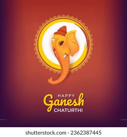 Illustration of lord Ganpati for Ganesh Chaturthi festival of India. Indian Festival concept - Vector art.