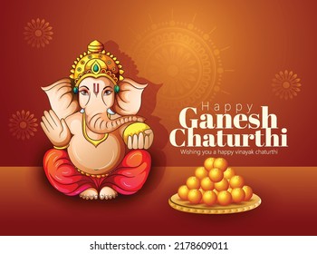 Illustration Of Lord Ganpati For Happy Ganesh Chaturthi Indian Festival