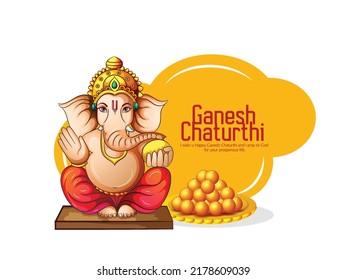 Illustration Of Lord Ganpati For Happy Ganesh Chaturthi Indian Festival