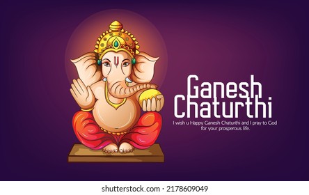 Illustration Of Lord Ganpati For Happy Ganesh Chaturthi Indian Festival