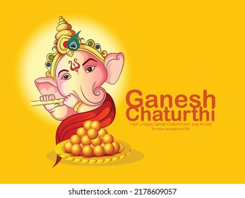 Illustration Of Lord Ganpati For Happy Ganesh Chaturthi Indian Festival