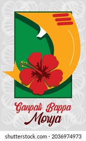 illustration of Lord Ganpati hibiscus background for Ganesh Chaturthi festival of India banner template