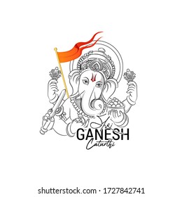 illustration of Lord Ganpati on Ganesh Chaturthi background