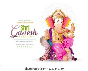 Illustration Of Lord Ganpati On Ganesh Chaturthi Background