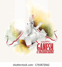 illustration of Lord Ganpati on Ganesh Chaturthi  with background